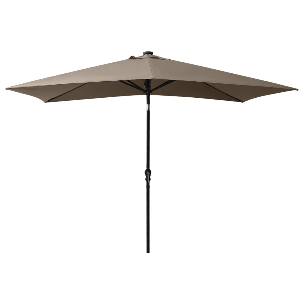 vidaXL Parasol with LEDs and Steel Pole Taupe 6.6'x9.8'