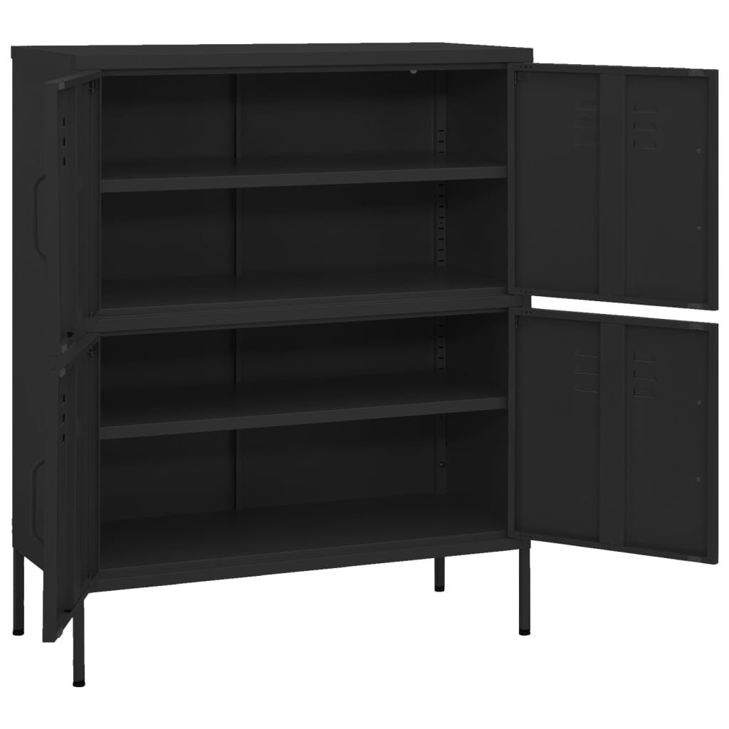 vidaXL Storage Cabinet Black 31.5"x13.8"x40" Steel
