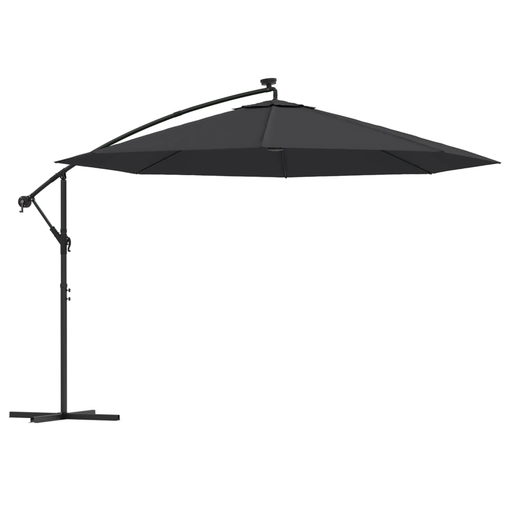 vidaXL Cantilever Umbrella with LED Lights Black 137.8"