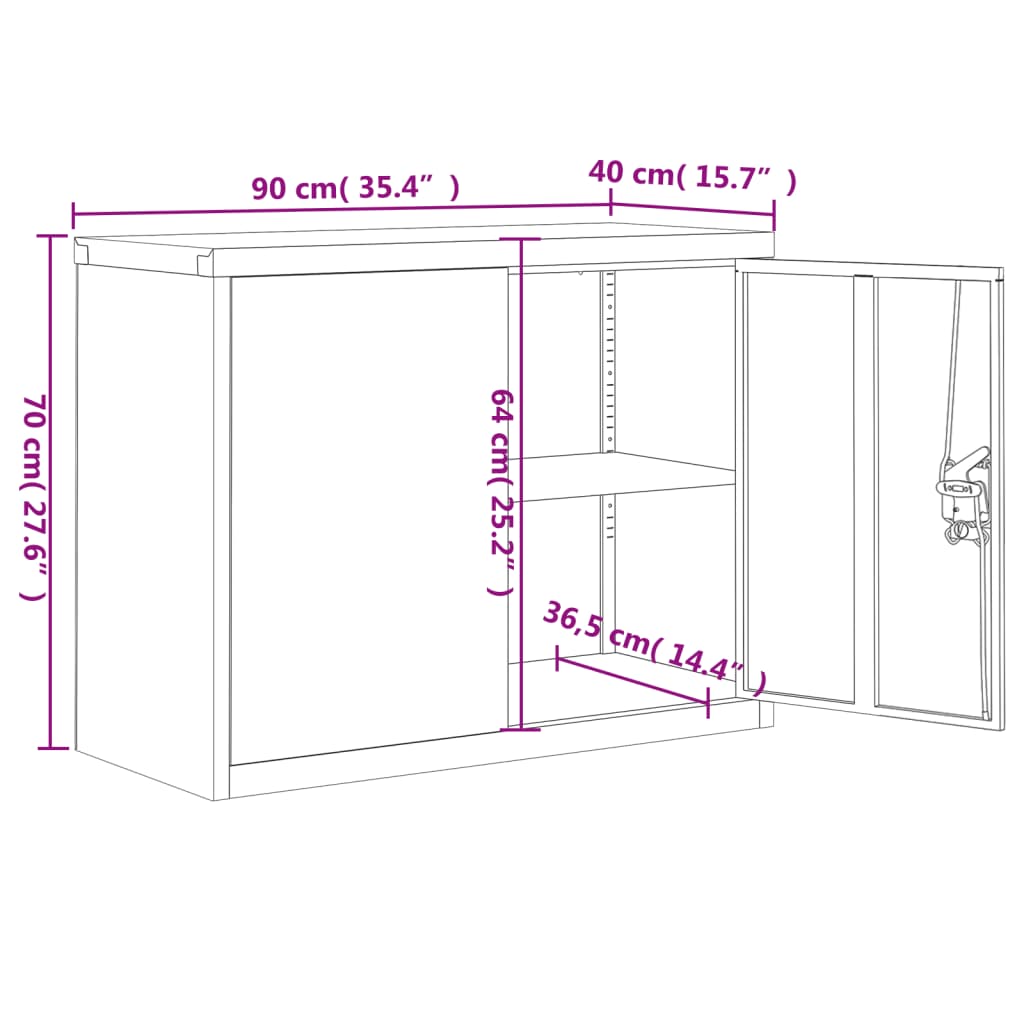 vidaXL File Cabinet Light Gray 35.4"x15.7"x43.3" Steel