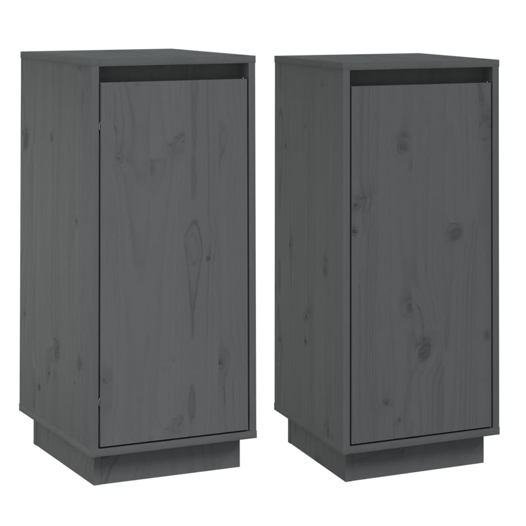 vidaXL Sideboards 2 pcs Gray 12.4"x13.4"x29.5" Solid Wood Pine