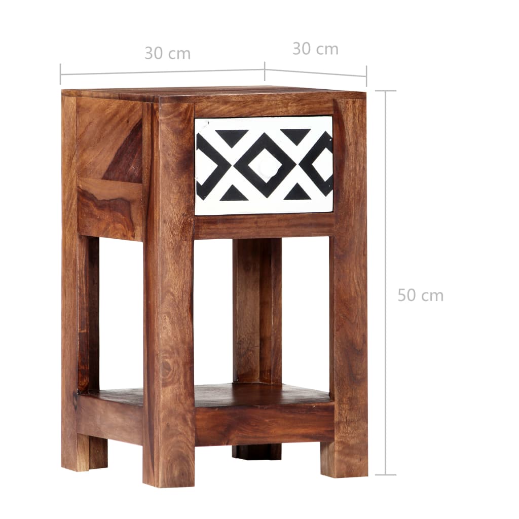 vidaXL Bedside Cabinet 11.8"x11.8"x19.6" Solid Sheesham Wood