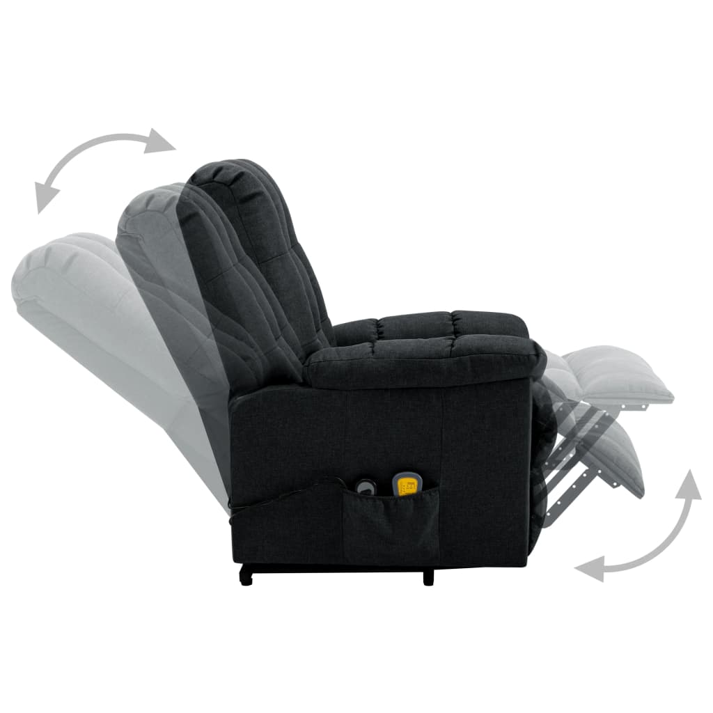 vidaXL Power Lift Massage Recliner Dark Gray Fabric