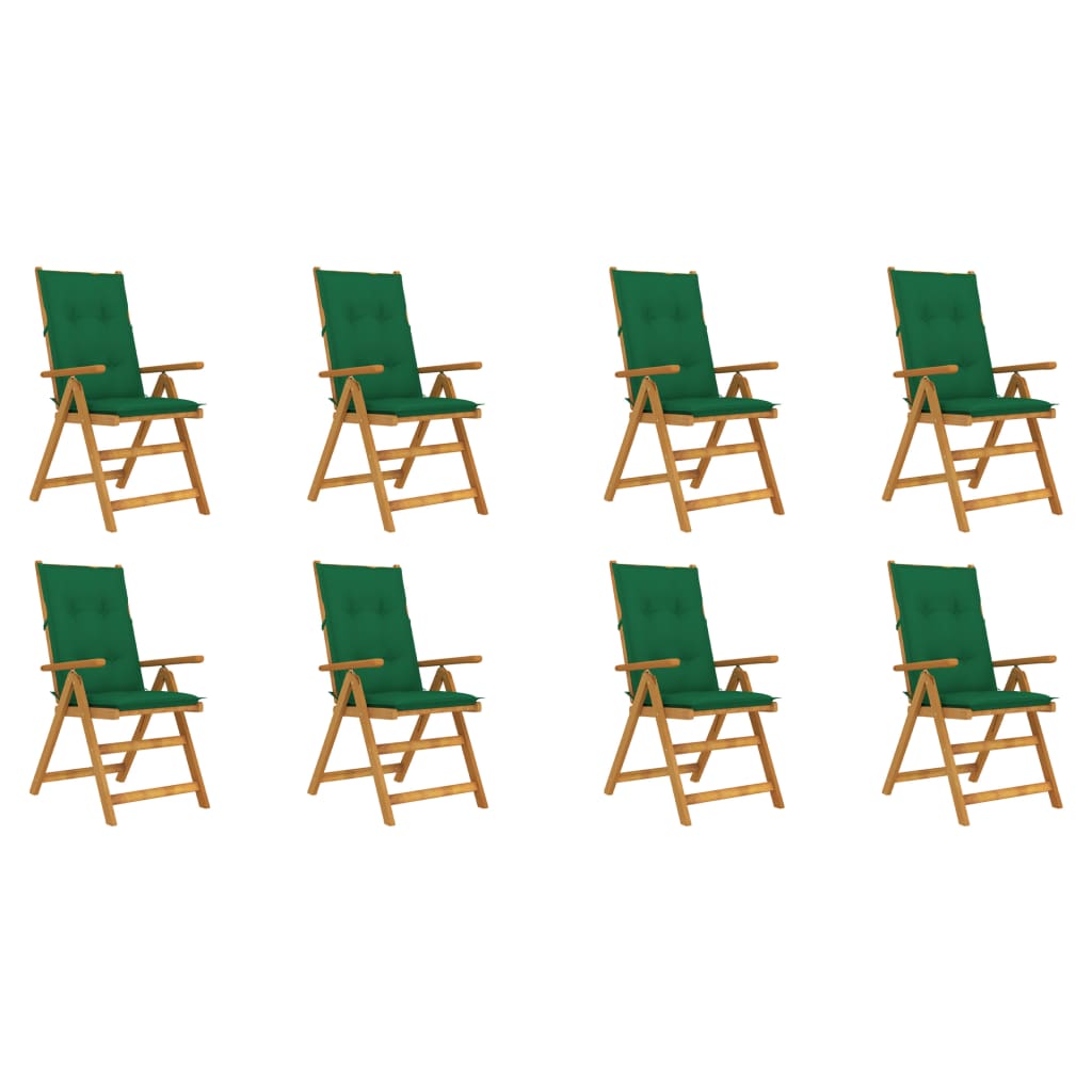 vidaXL Folding Patio Chairs with Cushions 8 pcs Solid Acacia Wood
