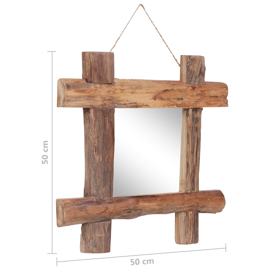 vidaXL Log Mirror Natural 19.7"x19.7" Solid Reclaimed Wood