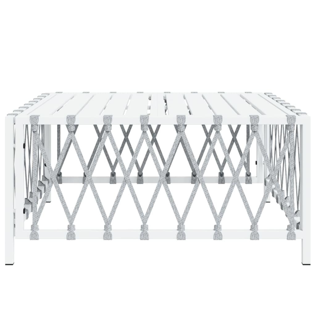 vidaXL Patio Table White 27.6"x27.6"x13.4" Woven Fabric