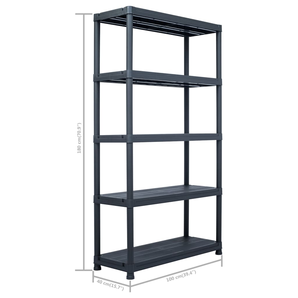 vidaXL Storage Shelf Racks 2 pcs Black 1102.3 lb 39.4"x15.7"x70.9" Plastic