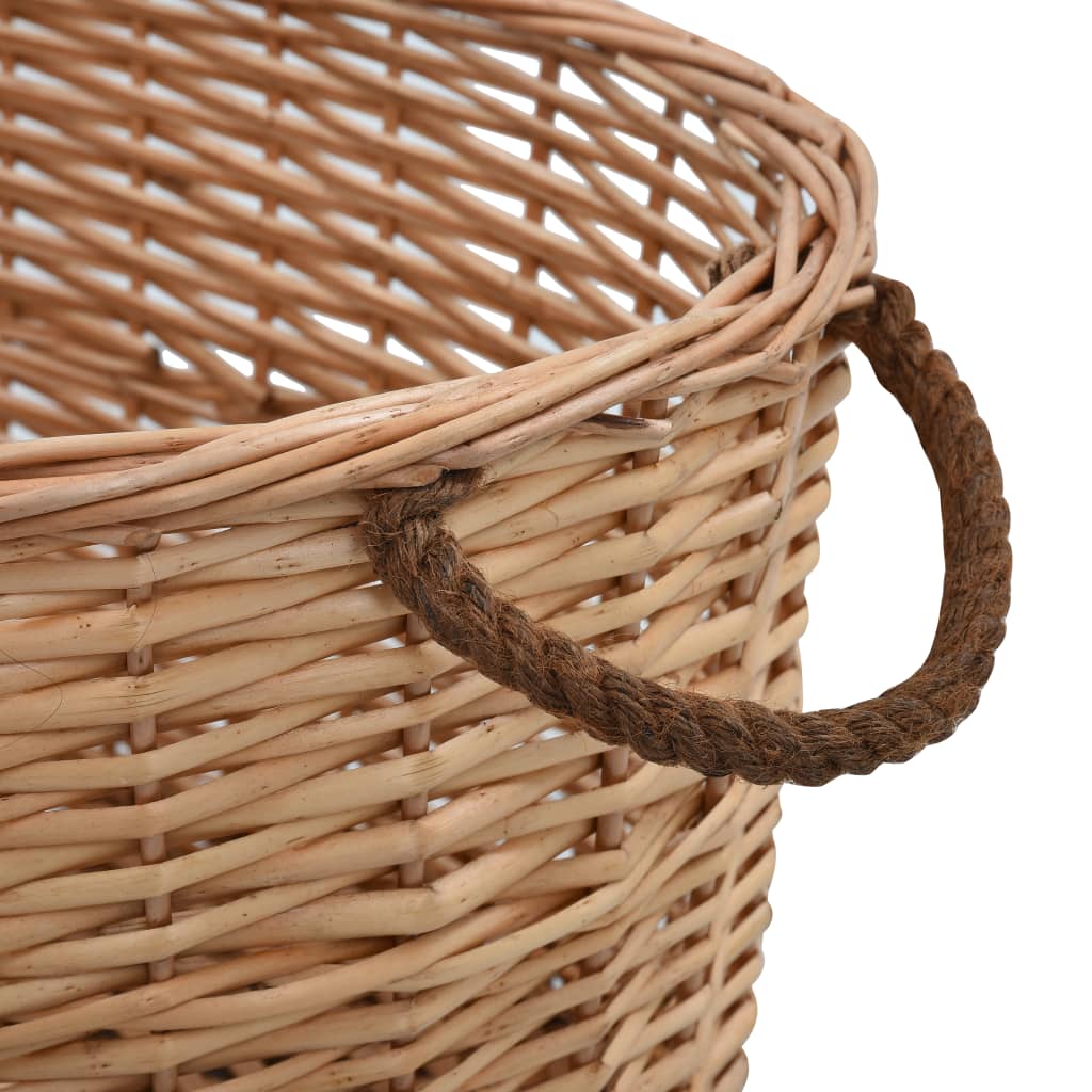 vidaXL Firewood Basket with Carrying Handles 22.8" x 16.5" x 11.4" Natural Willow