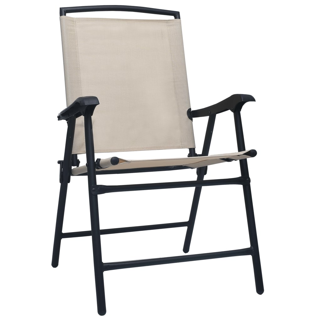 vidaXL Folding Patio Chairs 2 pcs Texilene Cream