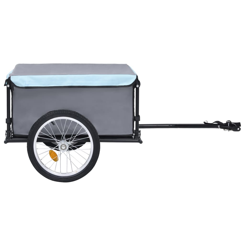 vidaXL Bike Trailer Black and Blue 143.3 lb