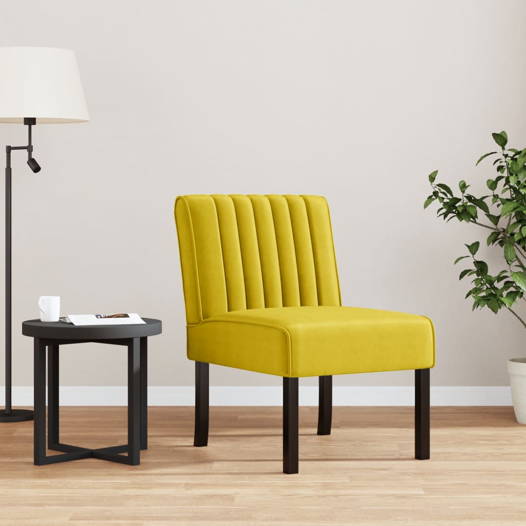vidaXL Slipper Chair Yellow Velvet