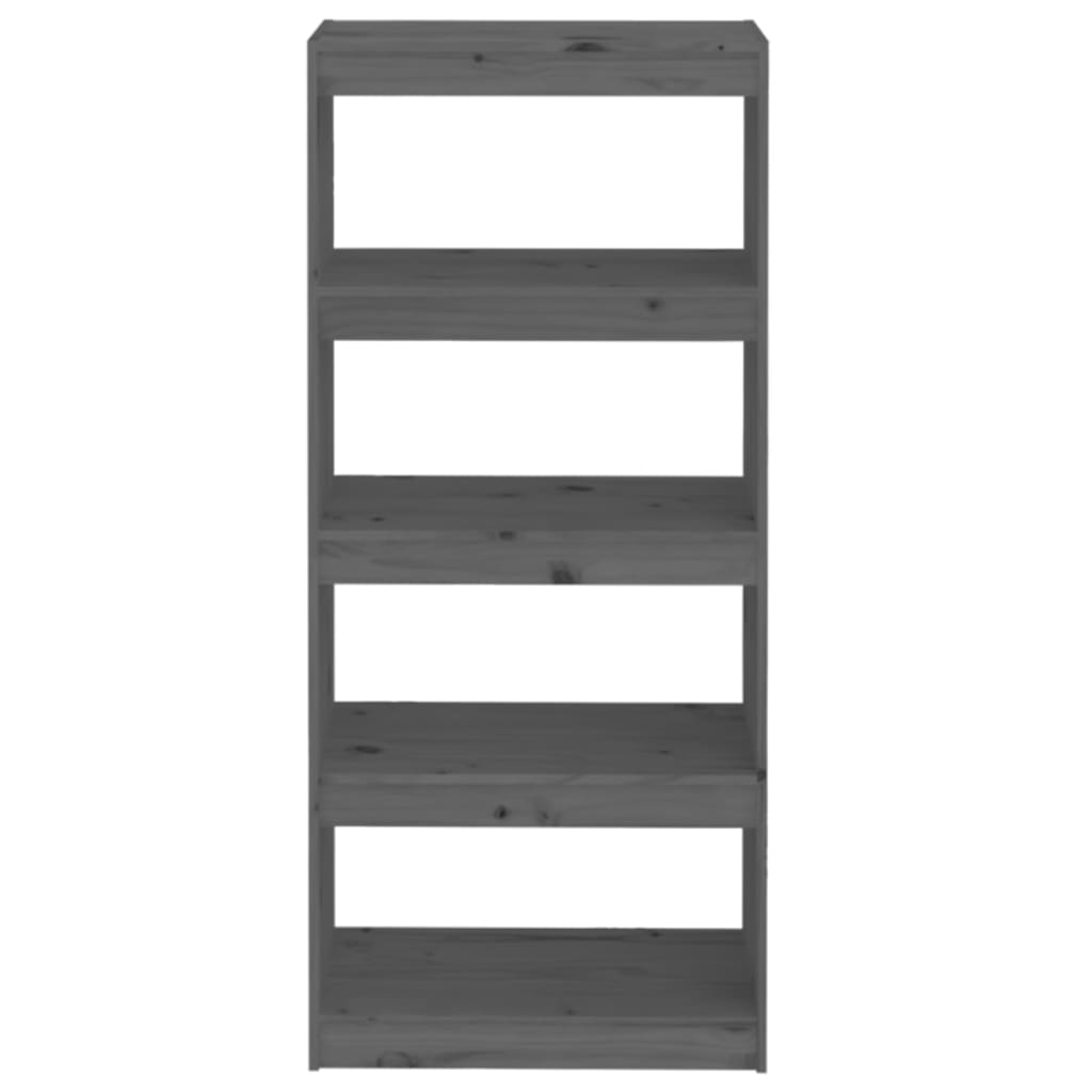 vidaXL Book Cabinet/Room Divider Gray 23.6"x11.8"x53.3" Solid Wood Pine