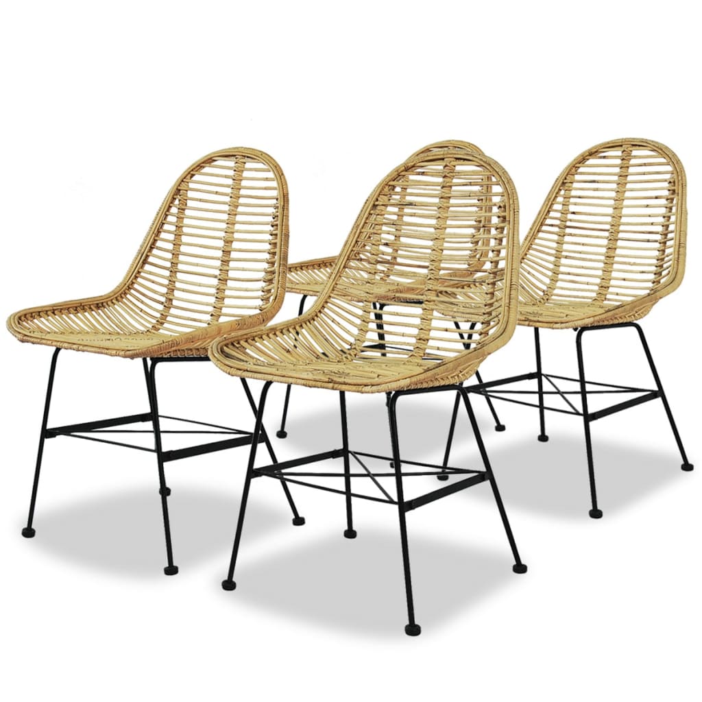 vidaXL Dining Chairs 4 pcs Natural Rattan | vidaXL.com