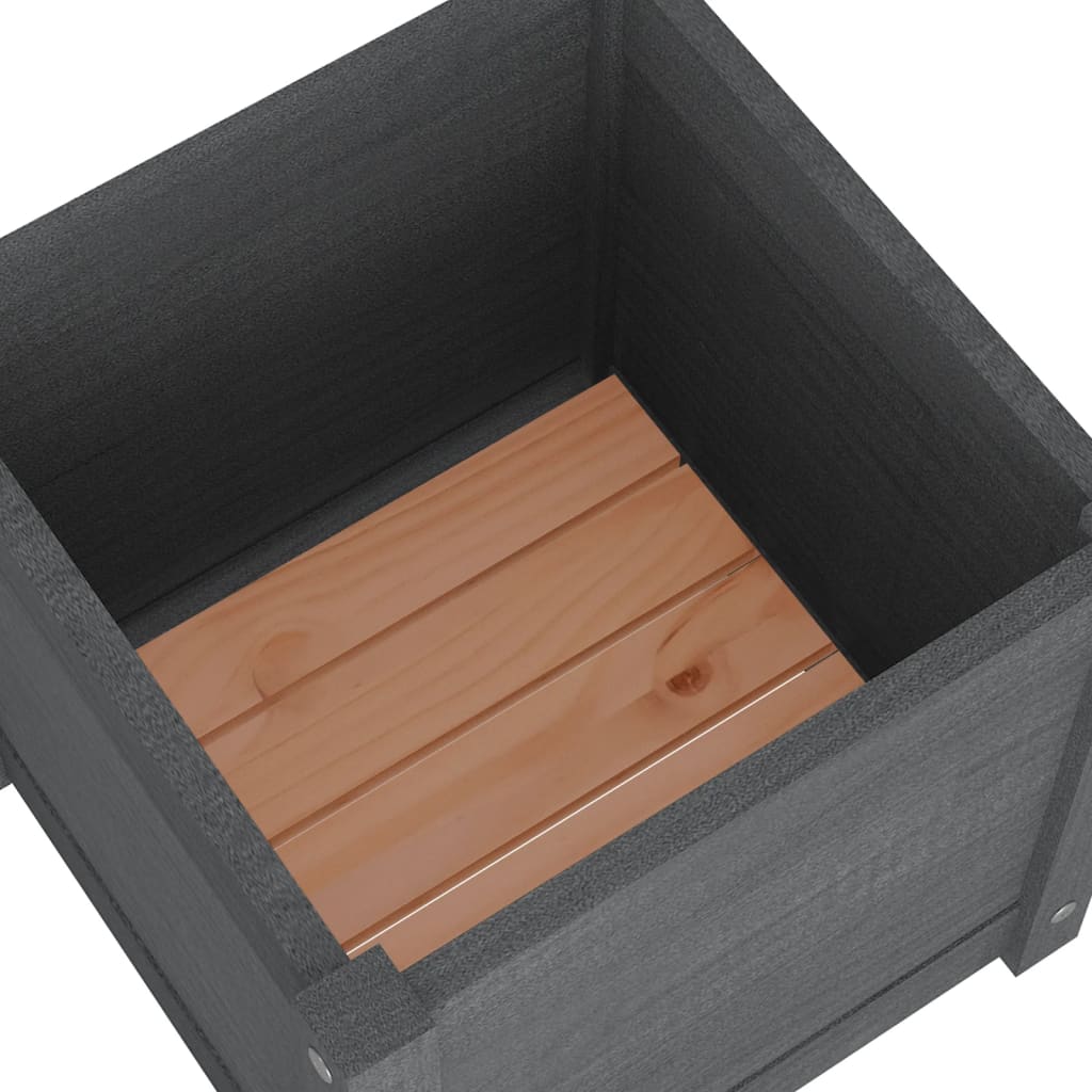 vidaXL Garden Planters 2 pcs Gray 15.7"x15.7"x15.7" Solid Wood Pine