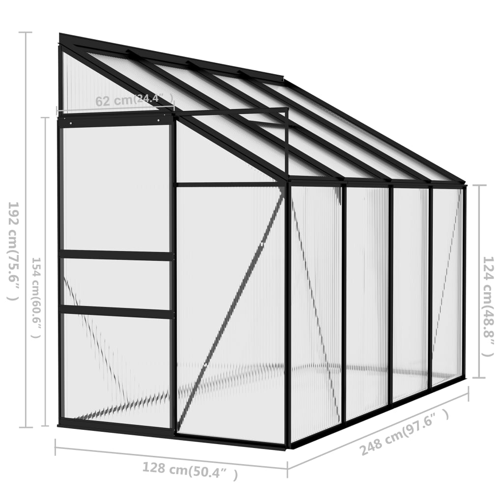 vidaXL Greenhouse Anthracite Aluminum 177.3 ft³