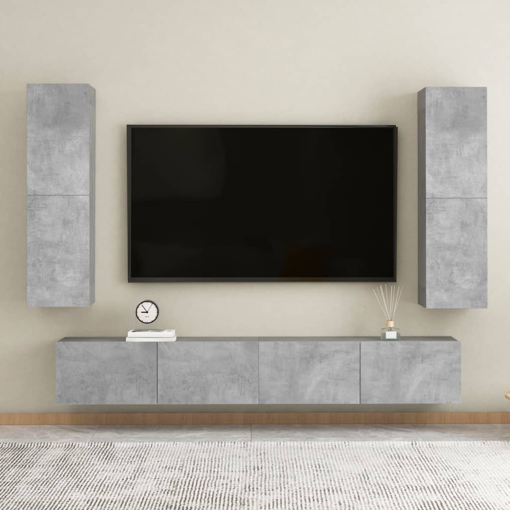 vidaXL TV Stand Concrete Gray 12"x11.8"x43.3" Engineered Wood