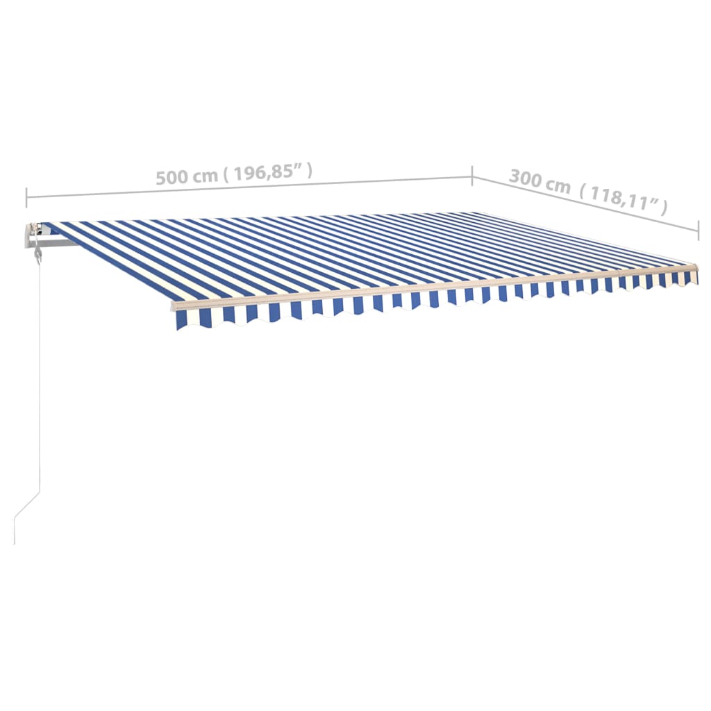vidaXL Automatic Retractable Awning 196.9"x118.1" Blue and White