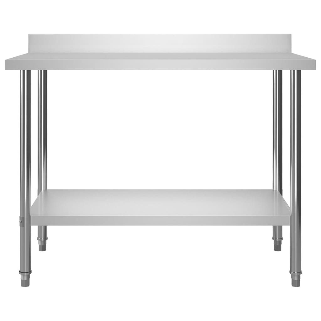 vidaXL Kitchen Work Table with Backsplash 47.2"x23.6"x36.6" Stainless Steel