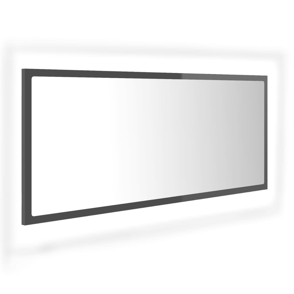 vidaXL LED Bathroom Mirror High Gloss Gray 39.4"x3.3"x14.6" Acrylic