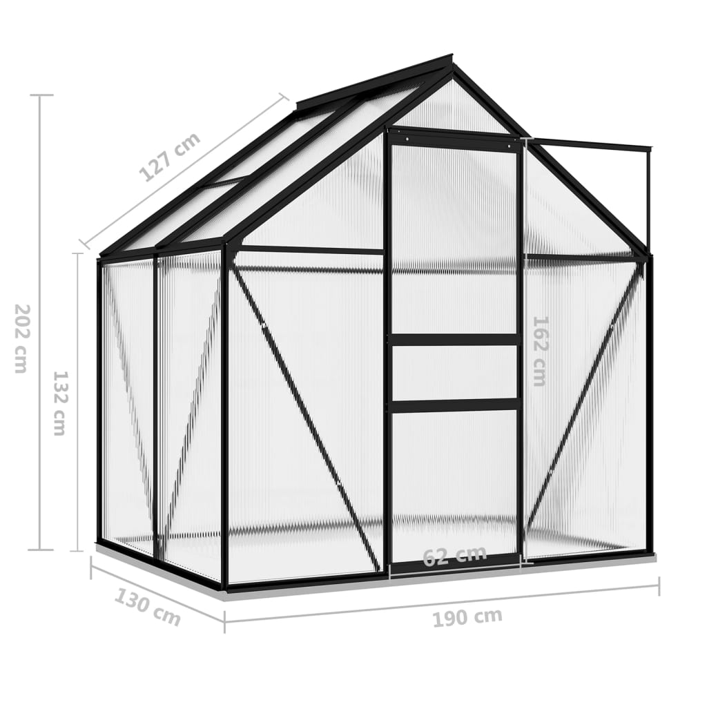 vidaXL Greenhouse Anthracite Aluminum 26.6 ft²