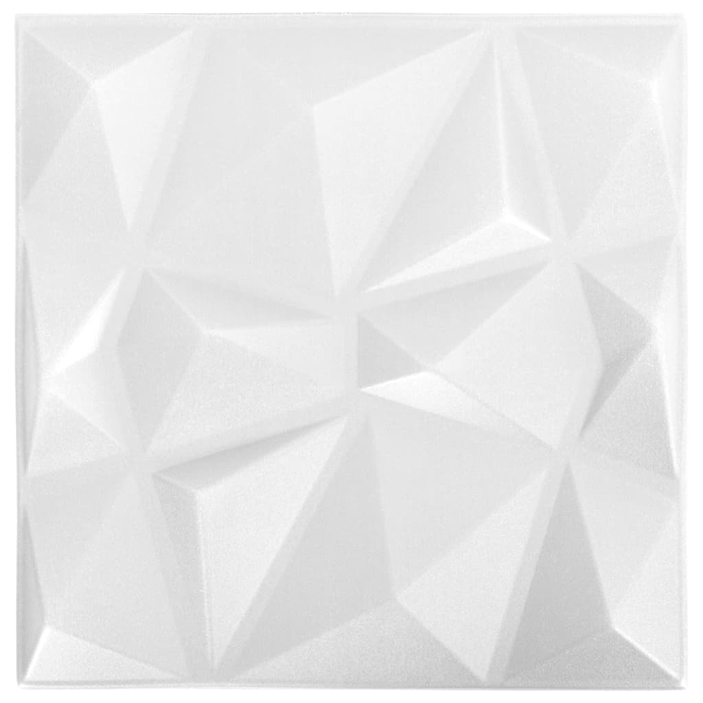 vidaXL 3D Wall Panels 48 pcs 19.7"x19.7" Diamond White 129.2 ft²