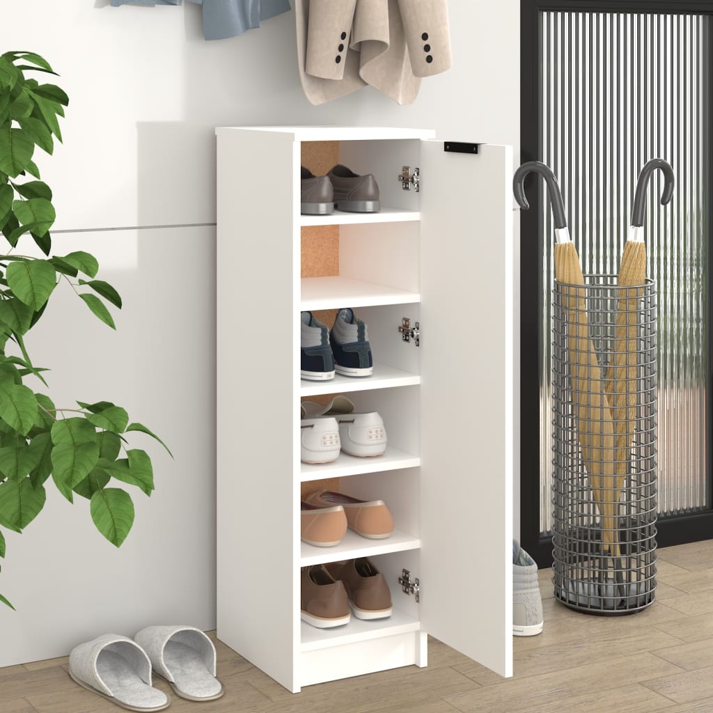 vidaXL Shoe Cabinet White 11.8"x13.8"x39.4" Engineered Wood