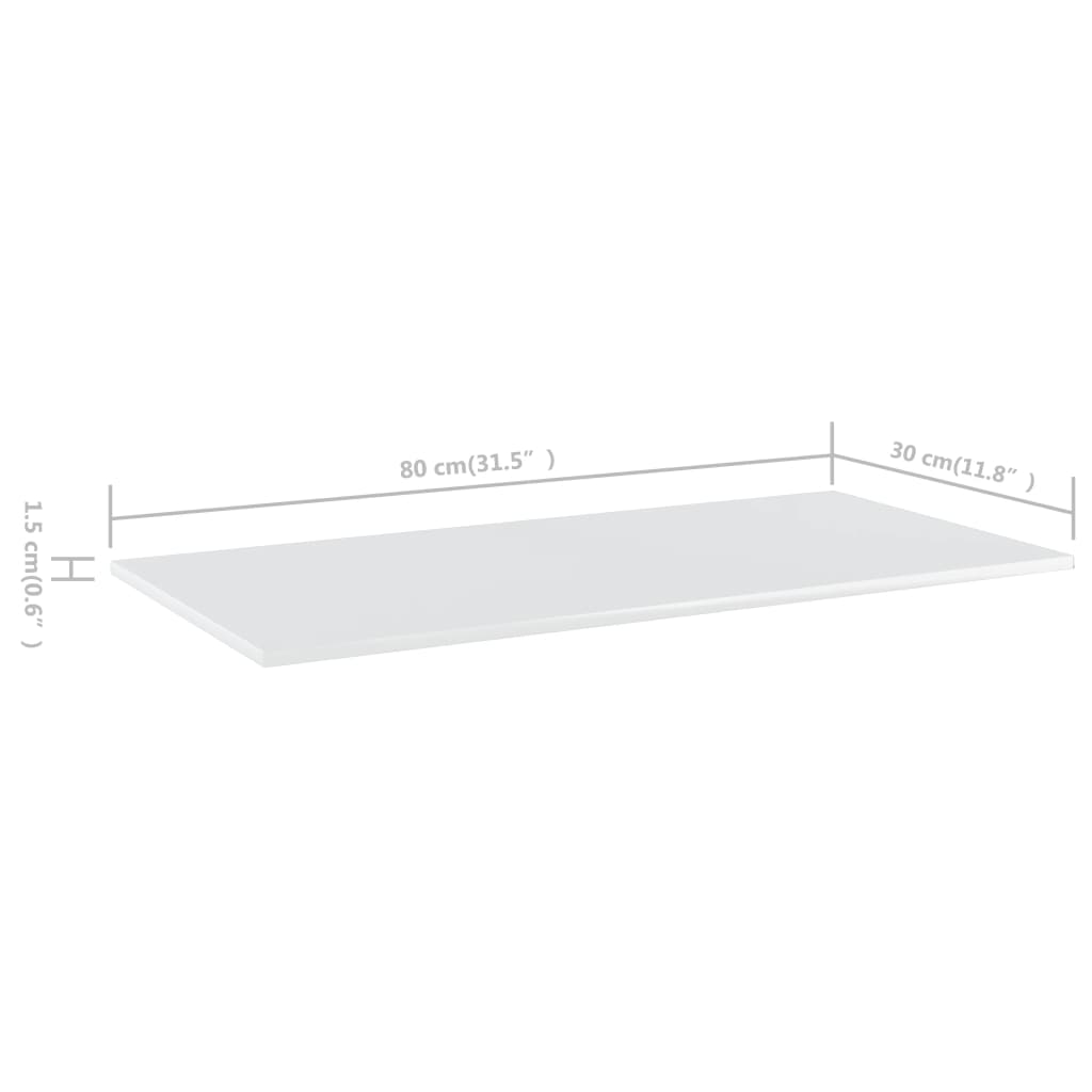 vidaXL Bookshelf Boards 8 pcs High Gloss White 31.5"x11.8"x0.6" Chipboard