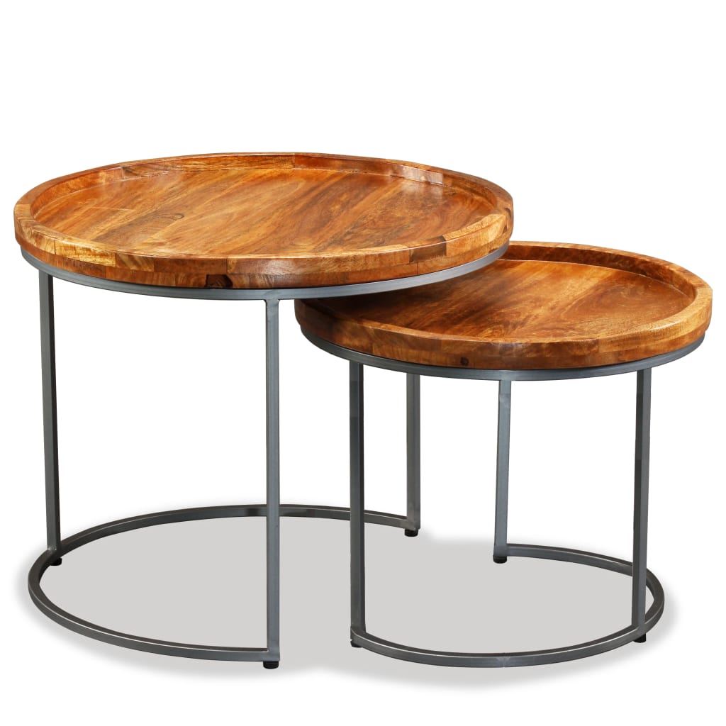 vidaXL Side Table Set 2 Pieces Solid Mango Wood