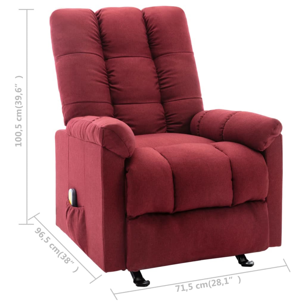 vidaXL Massage Reclining Chair Wine Red Fabric