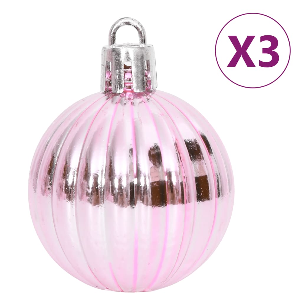 vidaXL 65 Piece Christmas Bauble Set Pink/Red/White