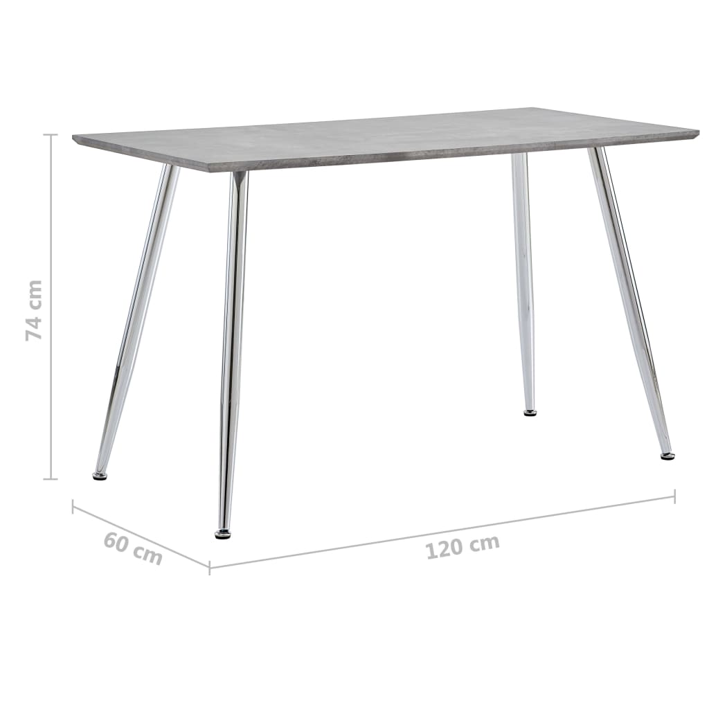 vidaXL Dining Table Concrete and Silver 47.2"x23.6"x29.1" MDF