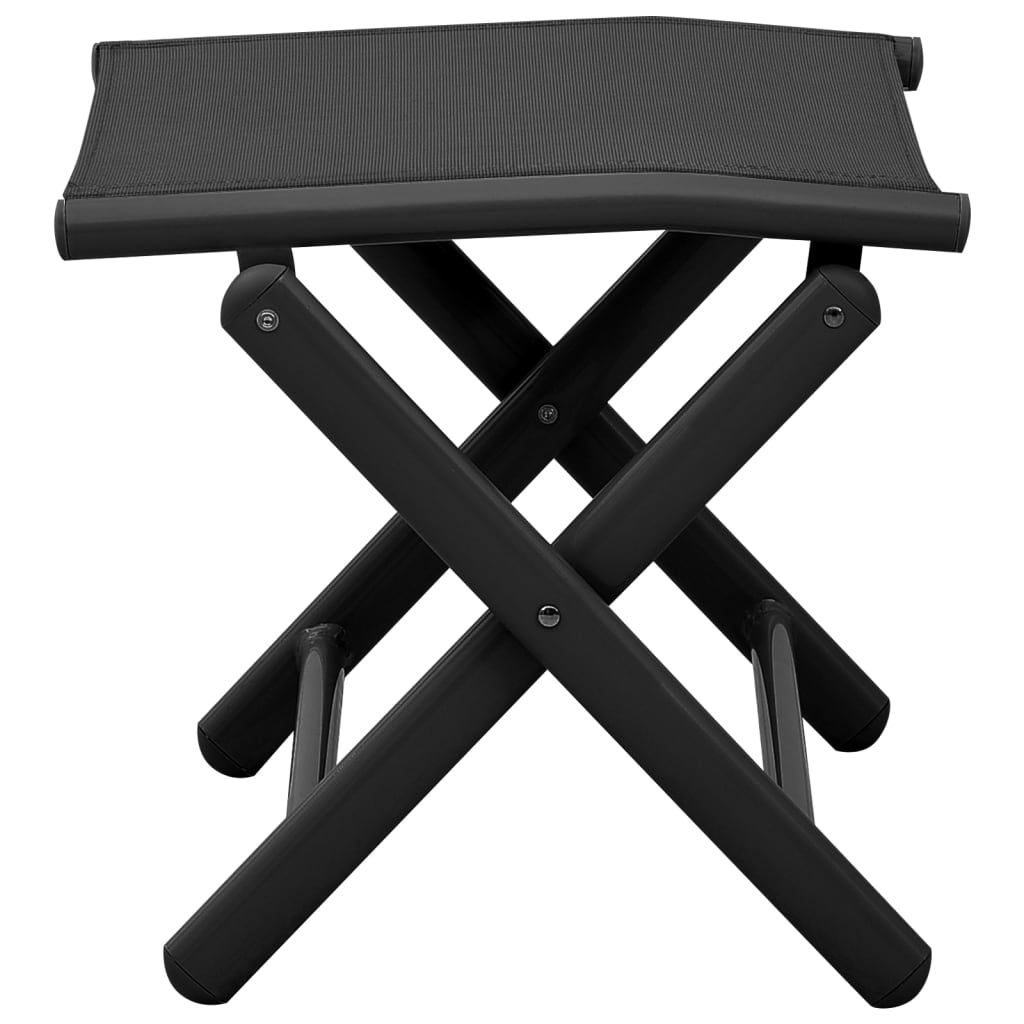 vidaXL Folding Footstool Black Aluminum and Textilene