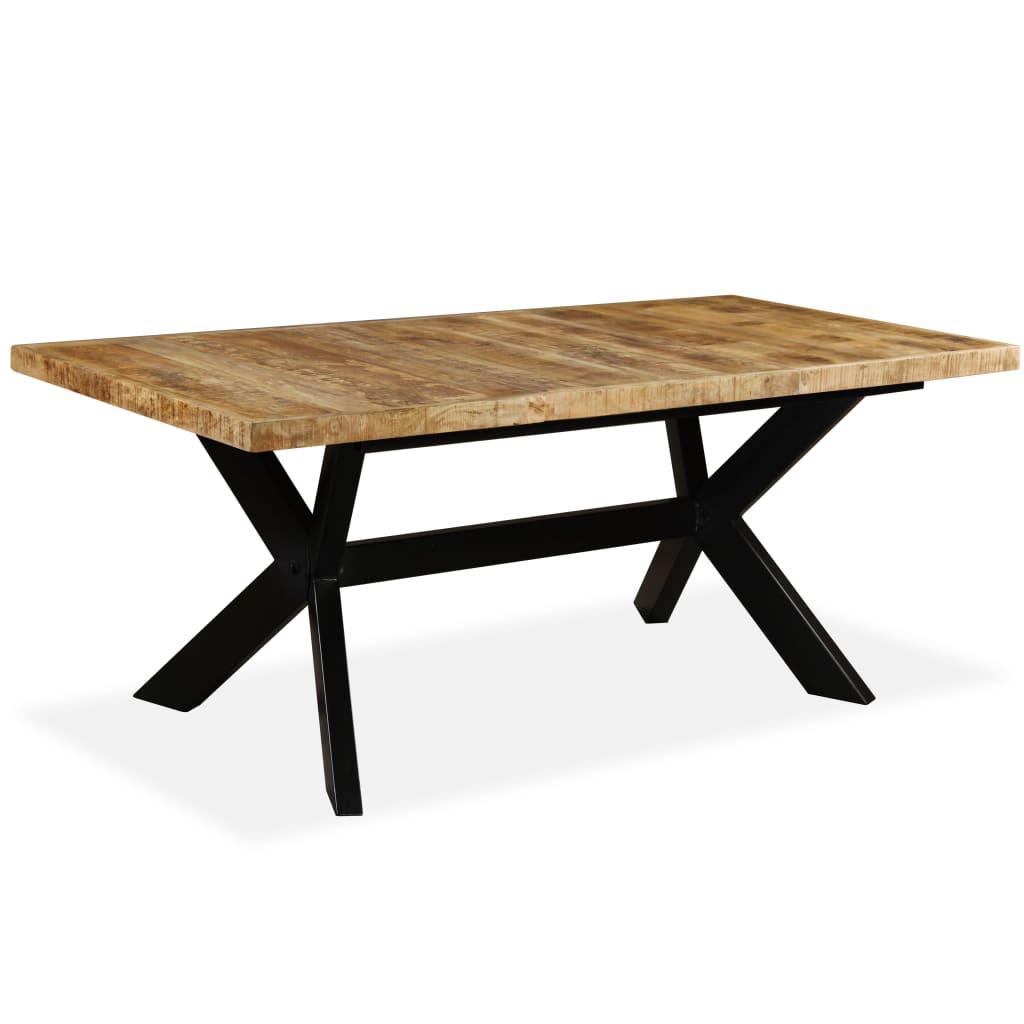 vidaXL Dining Table Solid Mango Wood and Steel Cross 70.9"