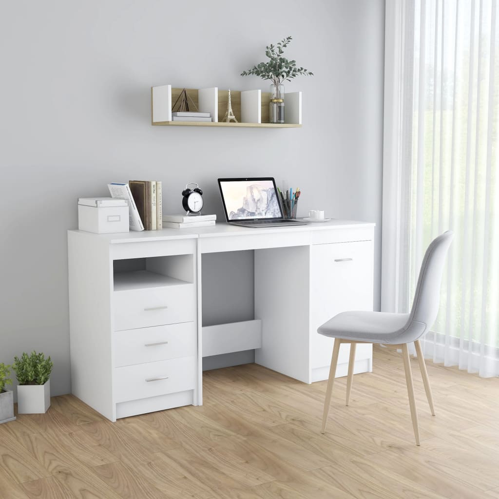 vidaXL Desk White 55.1"x19.7"x29.9" Engineered Wood