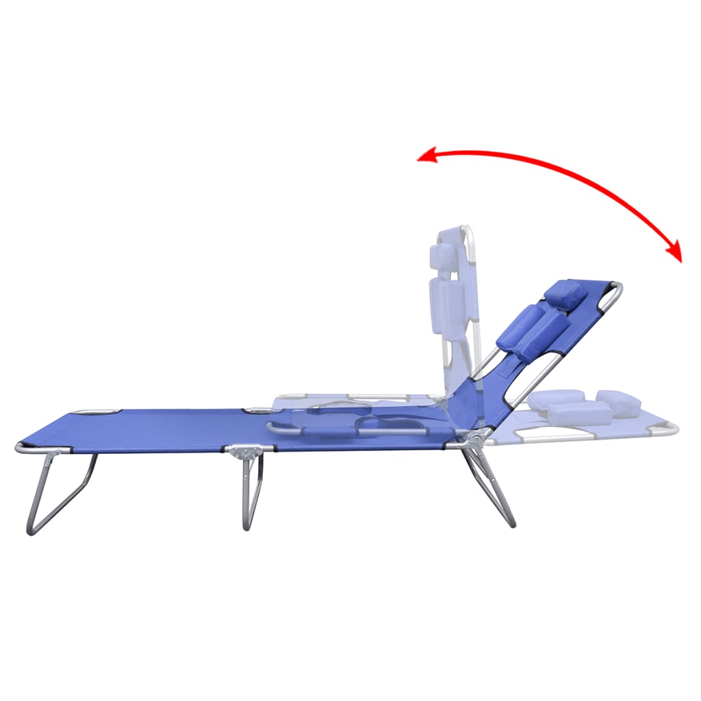 vidaXL Folding Sun Lounger with Head Cushion Powder-coated Steel Blue
