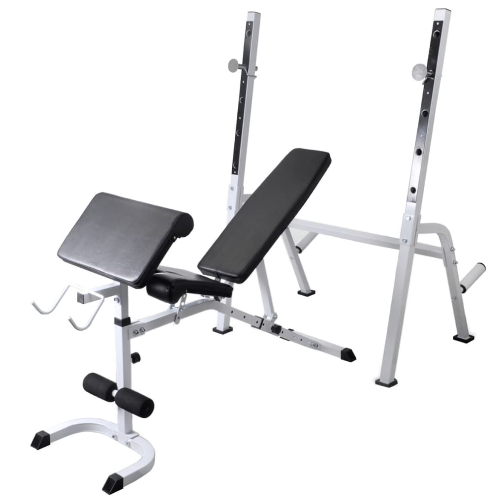 vidaXL Workout Bench with Weight Rack, Barbell and Dumbbell Set 264.6 lb
