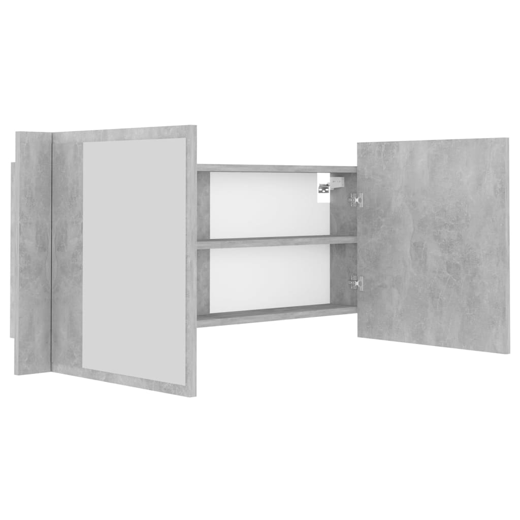 vidaXL LED Bathroom Mirror Cabinet Concrete Gray 39.4"x4.7"x17.7"