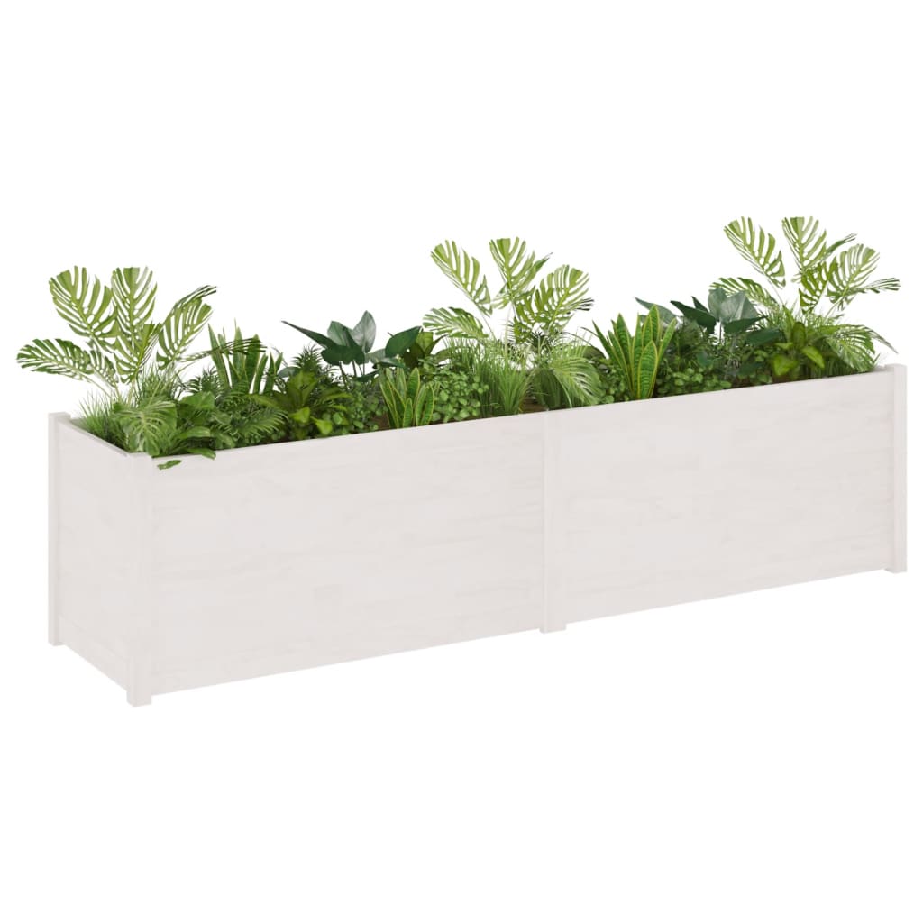 vidaXL Garden Planter White 78.7"x19.7"x19.7" Solid Wood Pine