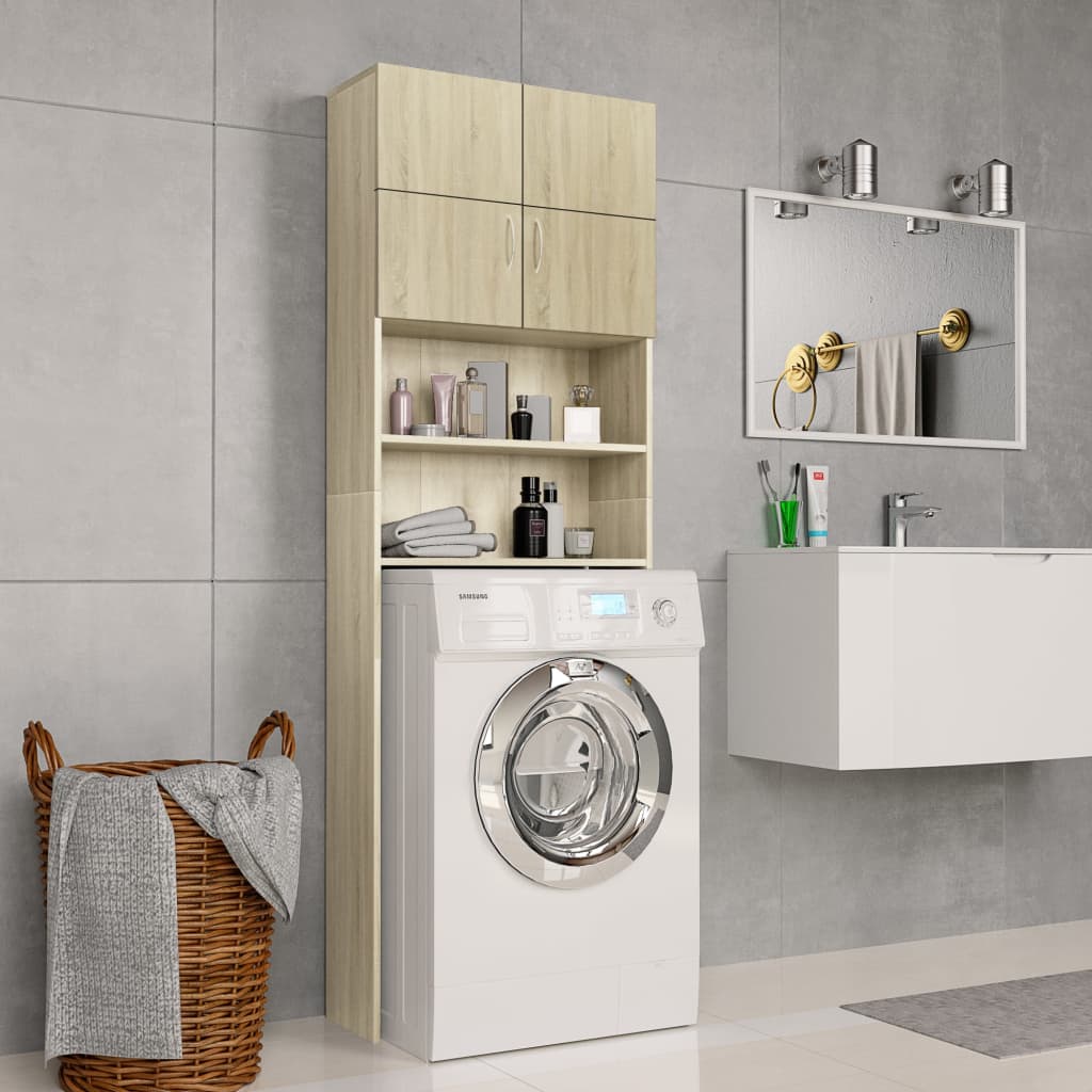 vidaXL Washing Machine Cabinet Sonoma Oak 25.2"x10"x74.8" Engineered Wood
