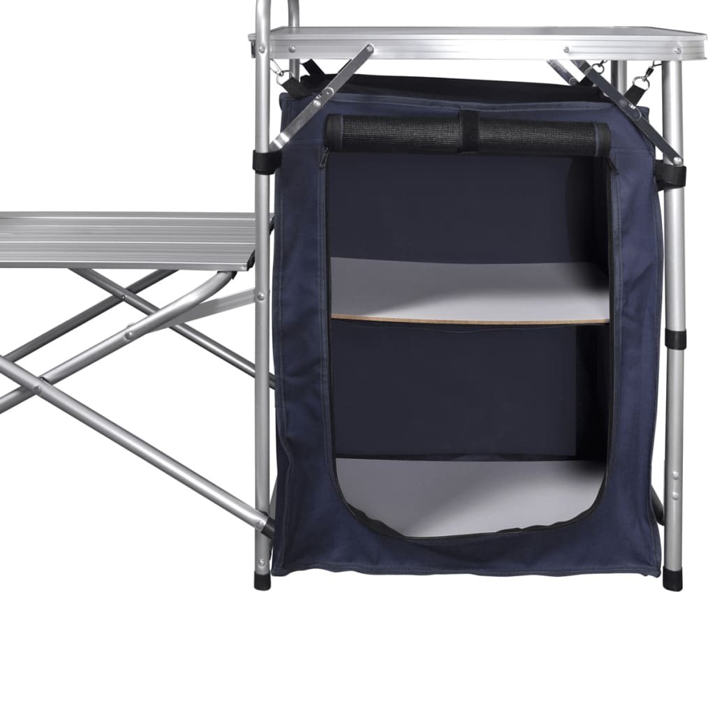 Foldable Camping Kitchen Unit with Windshield Aluminum
