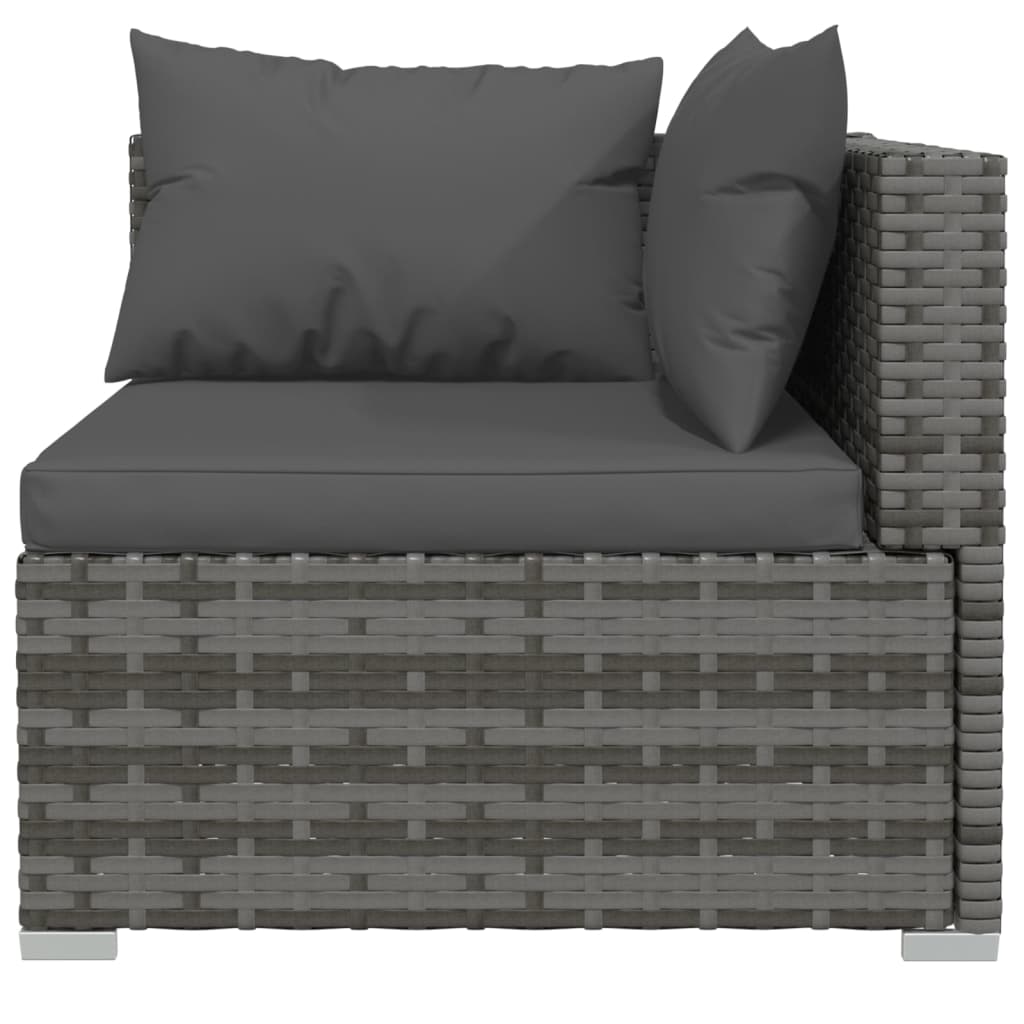 vidaXL Patio Furniture Set 4 Piece with Cushions Poly Rattan Gray