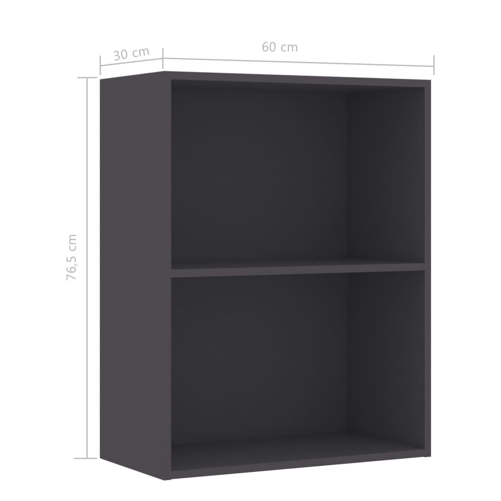 vidaXL 2-Tier Book Cabinet Gray 23.6"x11.8"x30.1" Chipboard