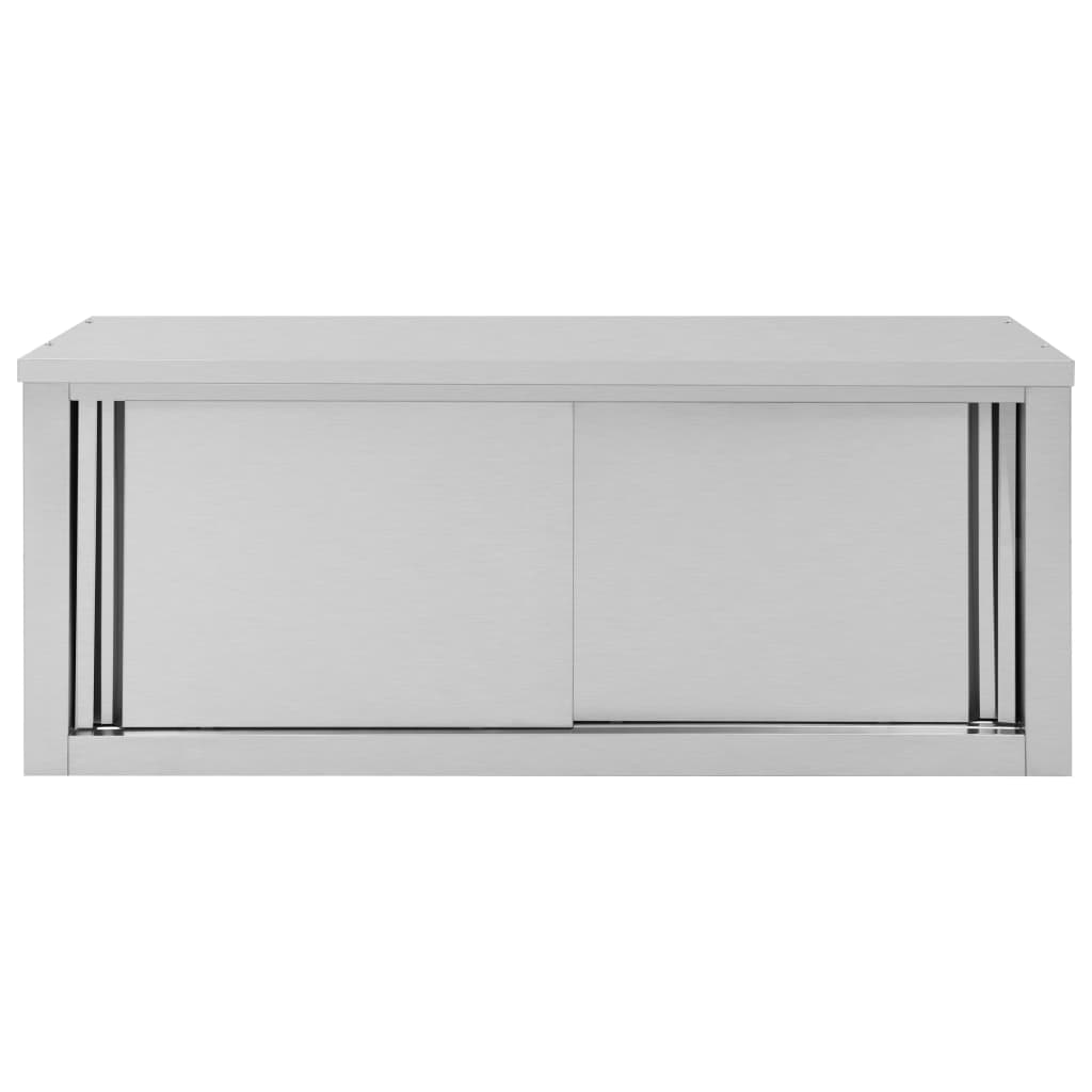 vidaXL Kitchen Wall Cabinet with Sliding Doors 47.2"x15.7"x19.7" Stainless Steel