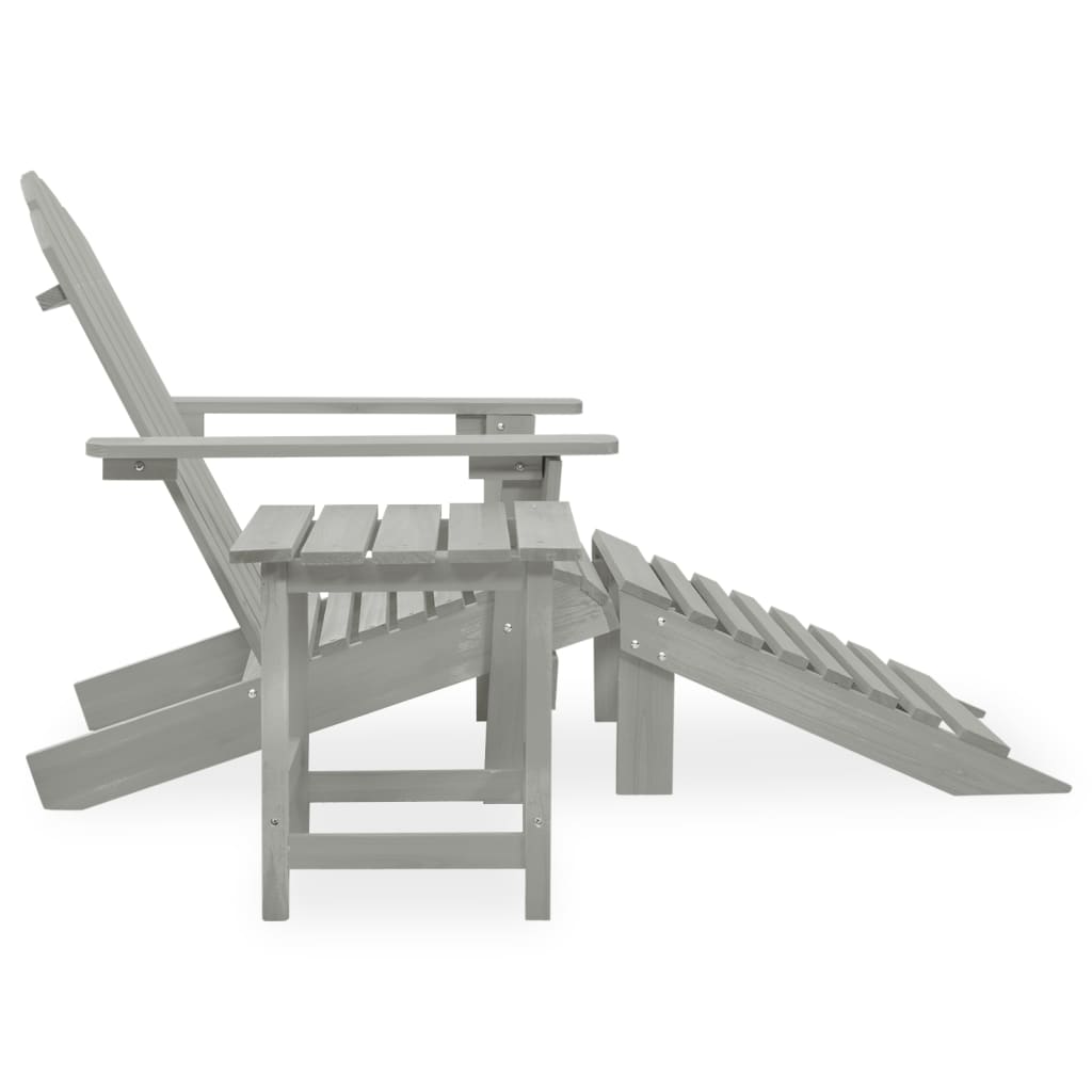 vidaXL Patio Adirondack Chair with Ottoman&Table Solid Fir Wood Gray