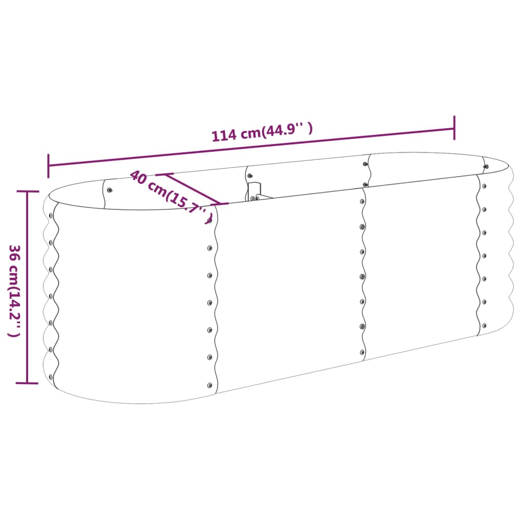 vidaXL Garden Raised Bed Powder-coated Steel 44.9"x15.7"x14.2" Gray