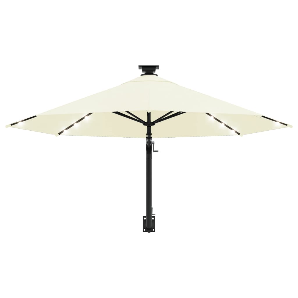 vidaXL Wall-mounted Parasol with LEDs and Metal Pole 118.1" Sand