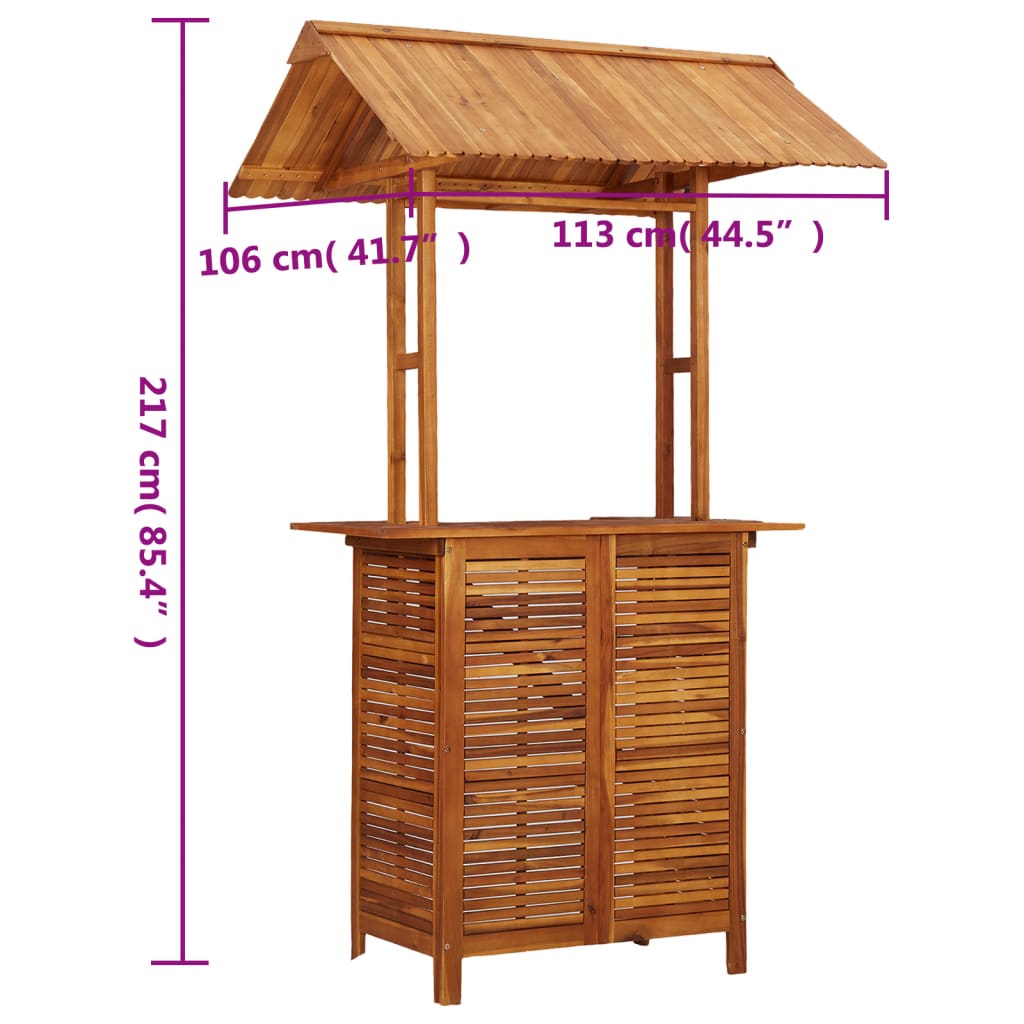 vidaXL Patio Bar Table with Rooftop 48"x41.7"x85.4" Solid Acacia Wood