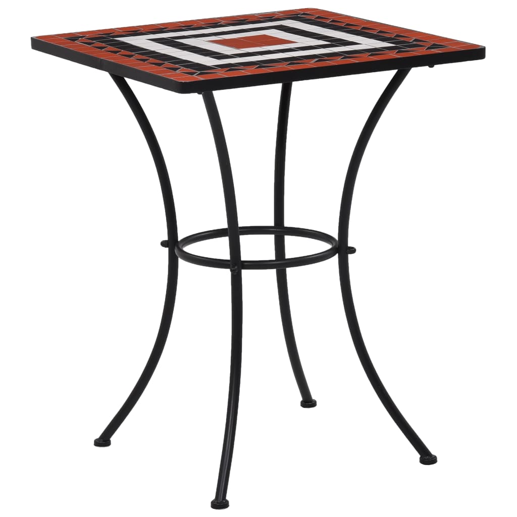 vidaXL Mosaic Bistro Table Terracotta and White 23.6" Ceramic