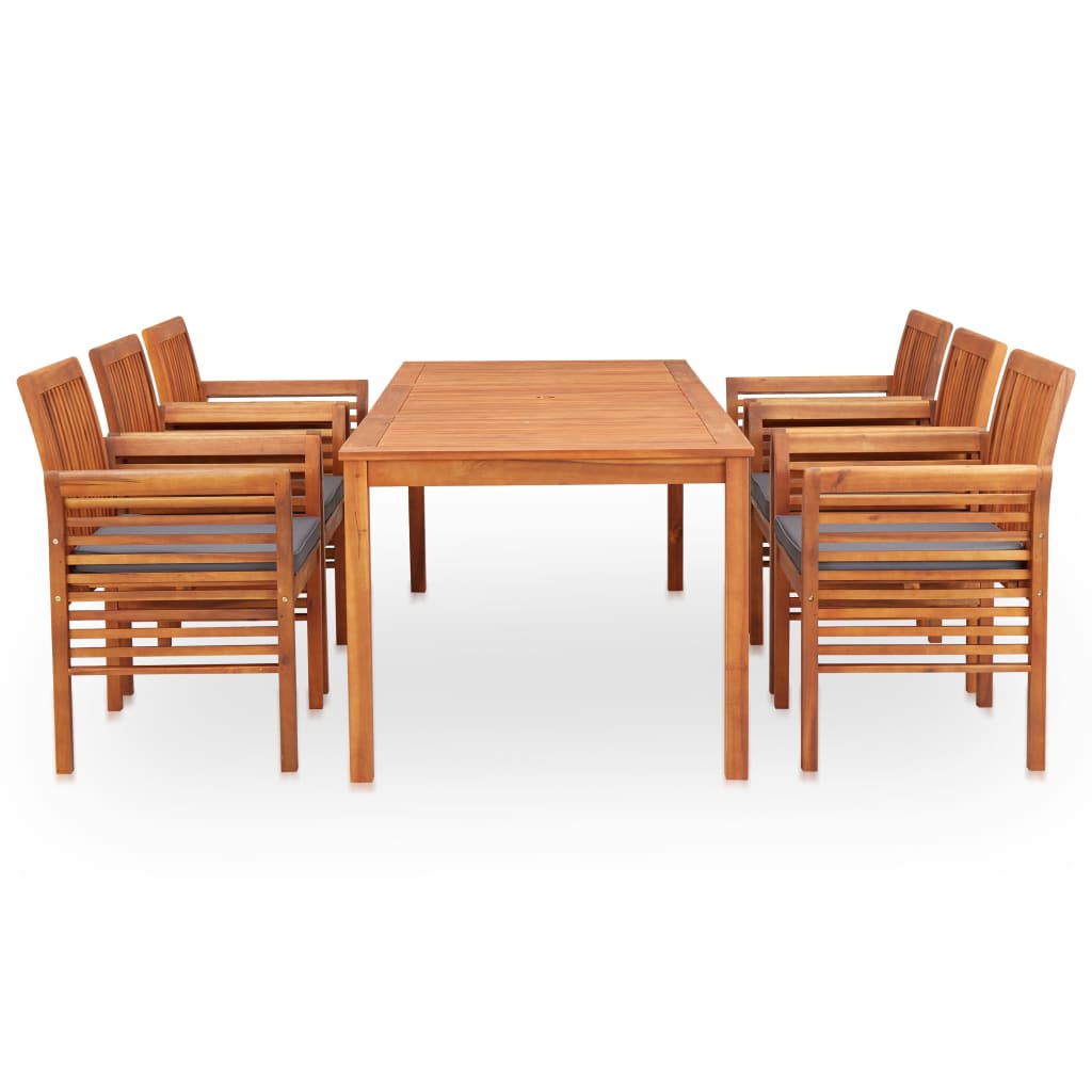 vidaXL 7 Piece Patio Dining Set with Cushions Solid Acacia Wood