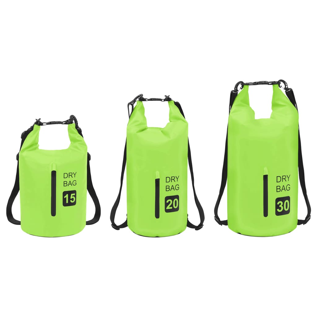 vidaXL Dry Bag with Zipper Green 4 gal PVC